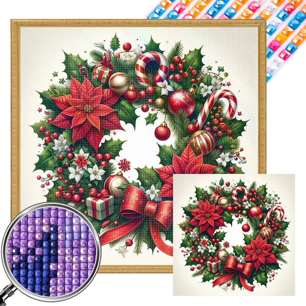 Christmas Wreath - Full AB Square Drill Diamond Painting 30*30 CM