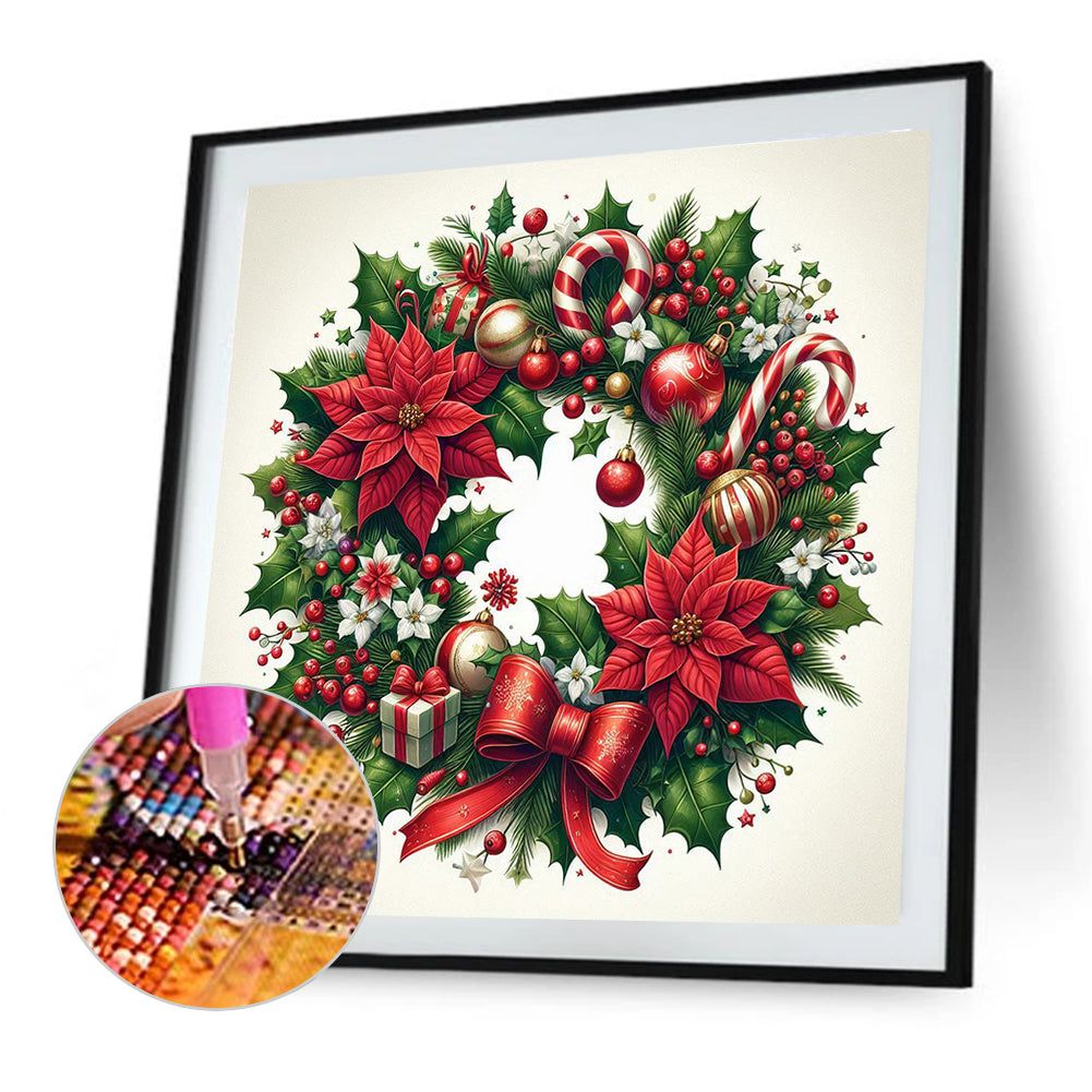 Christmas Wreath - Full AB Square Drill Diamond Painting 30*30 CM