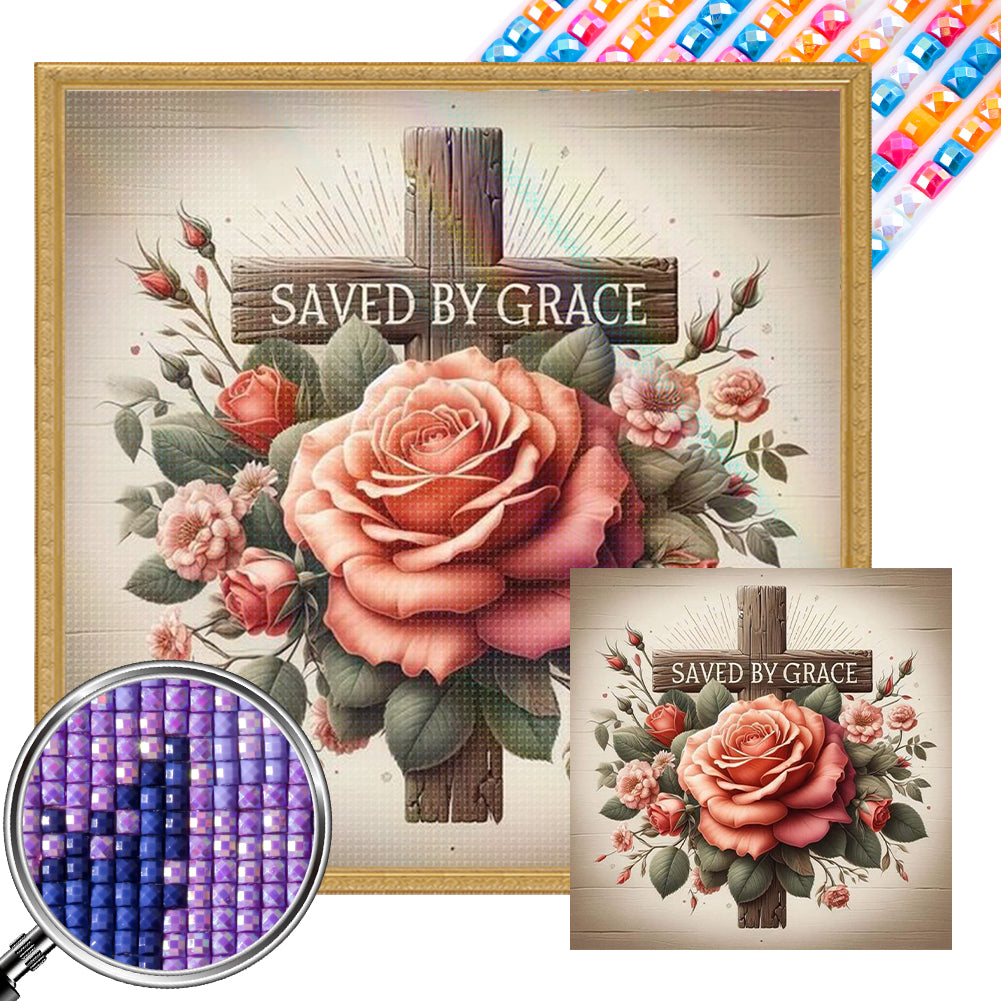 Cross Flowers - Full AB Square Drill Diamond Painting 40*40CM