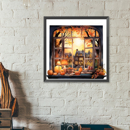 Autumn Window Scenery - Full Round Drill Diamond Painting 40*40CM