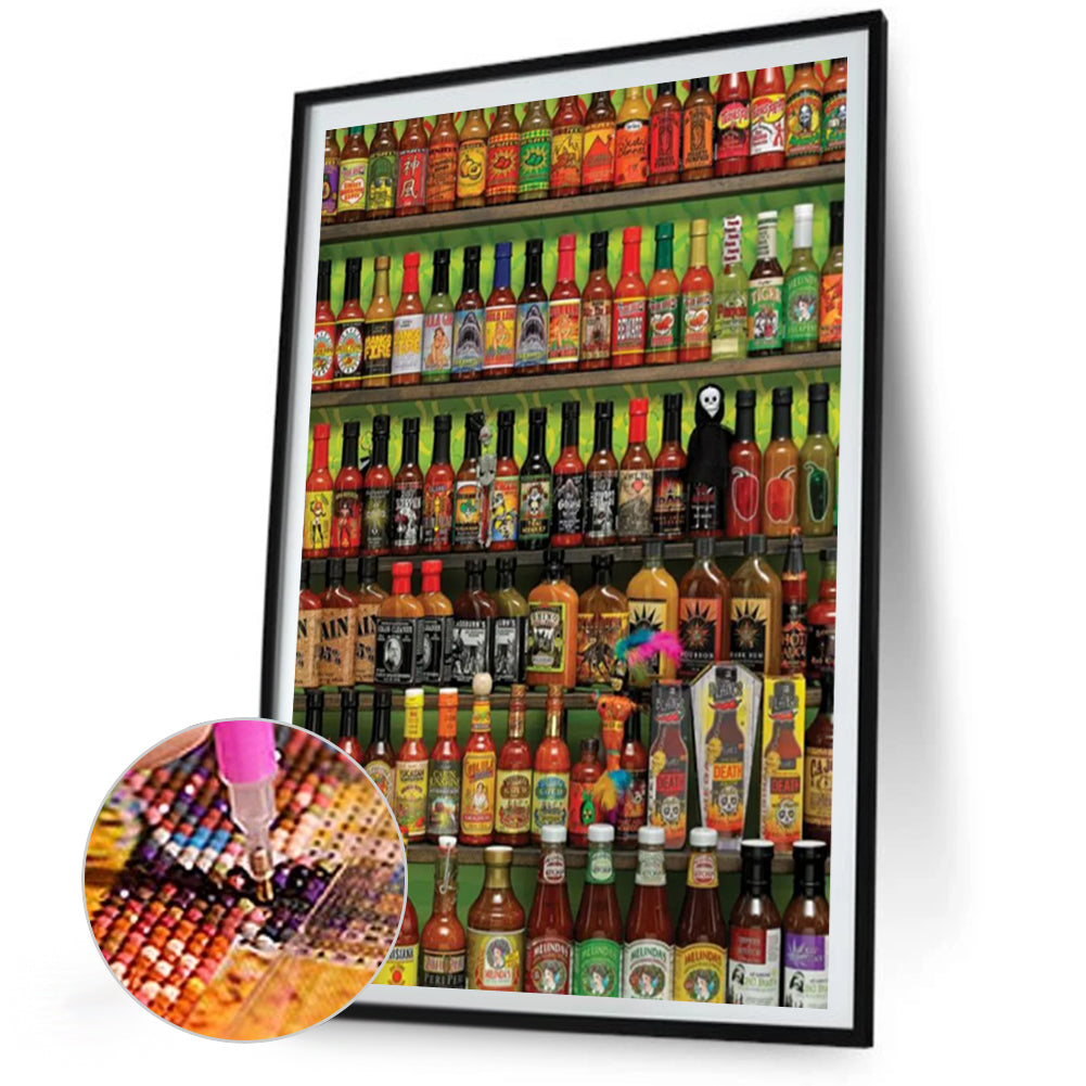 Bottles On Display Shelf - Full AB Round Drill Diamond Painting 40*60CM