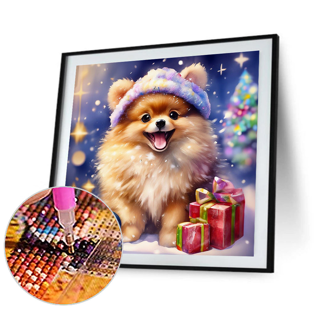 Christmas Pomeranian - Full Round Drill Diamond Painting 30*30CM