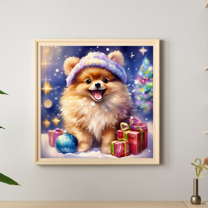 Christmas Pomeranian - Full Round Drill Diamond Painting 30*30CM