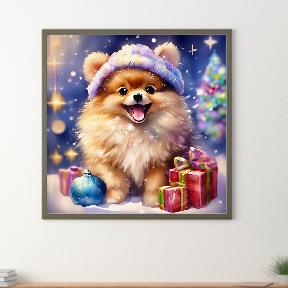 Christmas Pomeranian - Full Round Drill Diamond Painting 30*30CM