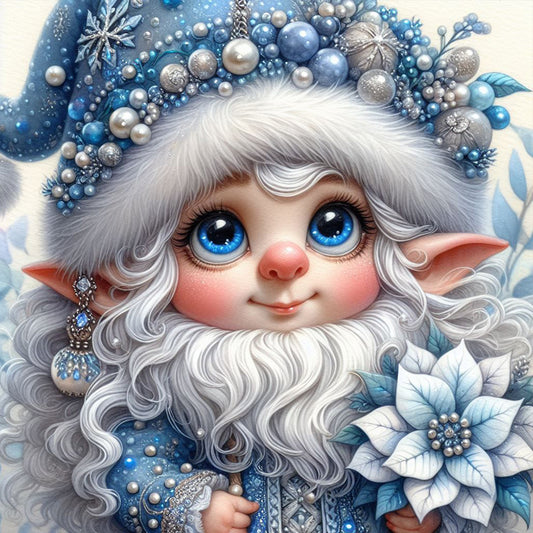 Christmas White-Haired Elf - Full Round Drill Diamond Painting 30*30CM