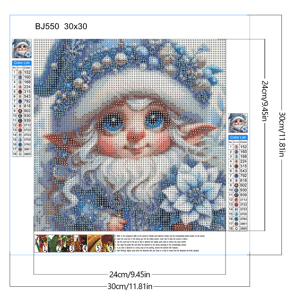 Christmas White-Haired Elf - Full Round Drill Diamond Painting 30*30CM