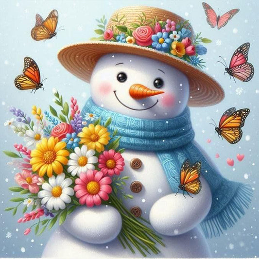 Bouquet Butterfly Snowman - Full Round Drill Diamond Painting 30*30CM