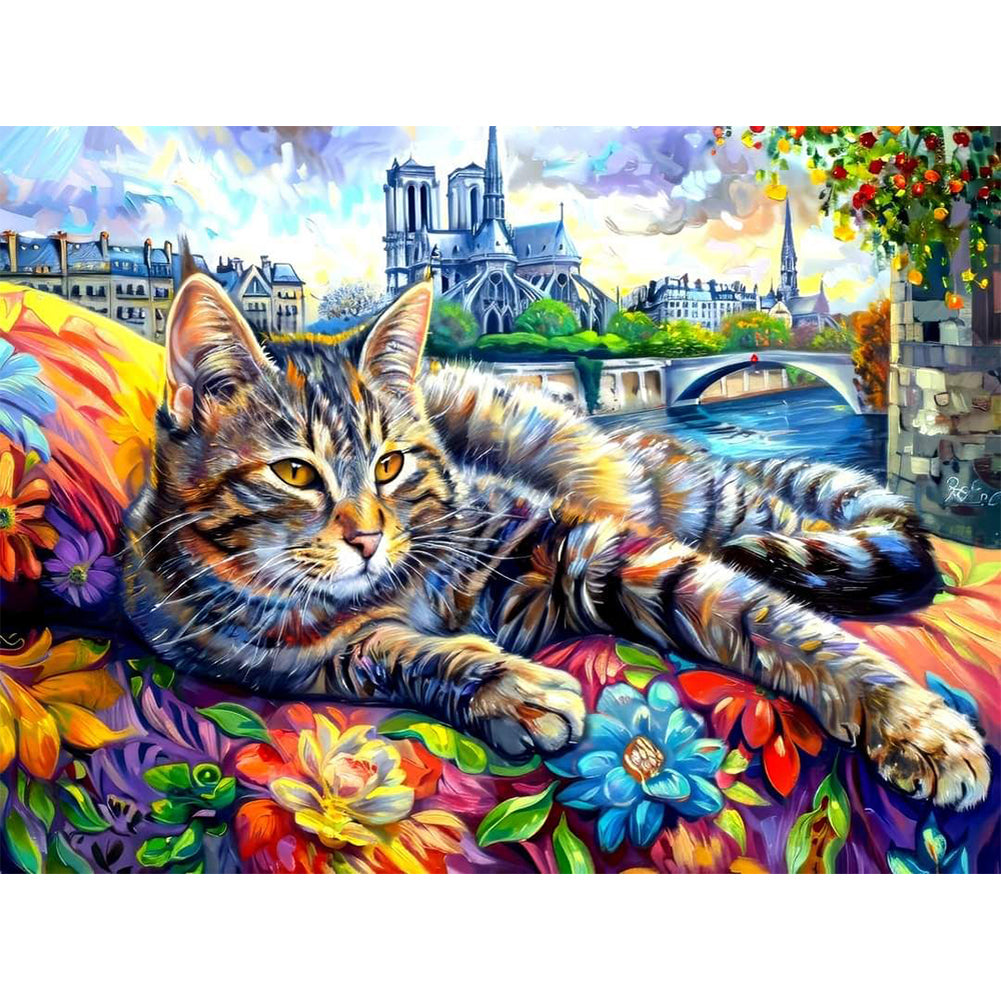 Cat - Full Round Drill Diamond Painting 40*30CM