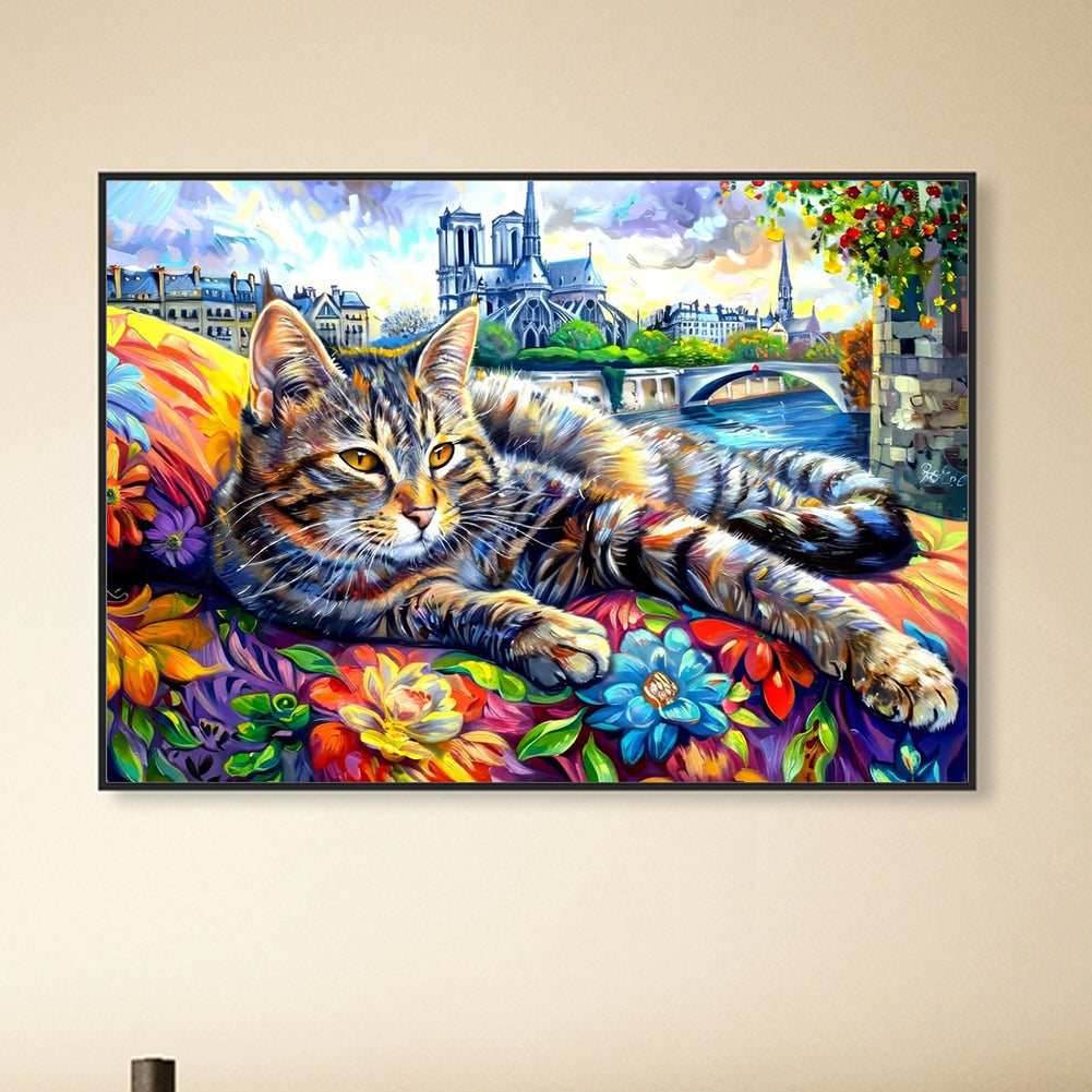 Cat - Full Round Drill Diamond Painting 40*30CM