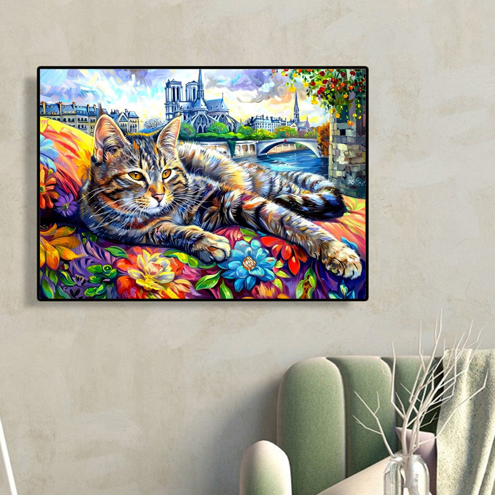 Cat - Full Round Drill Diamond Painting 40*30CM