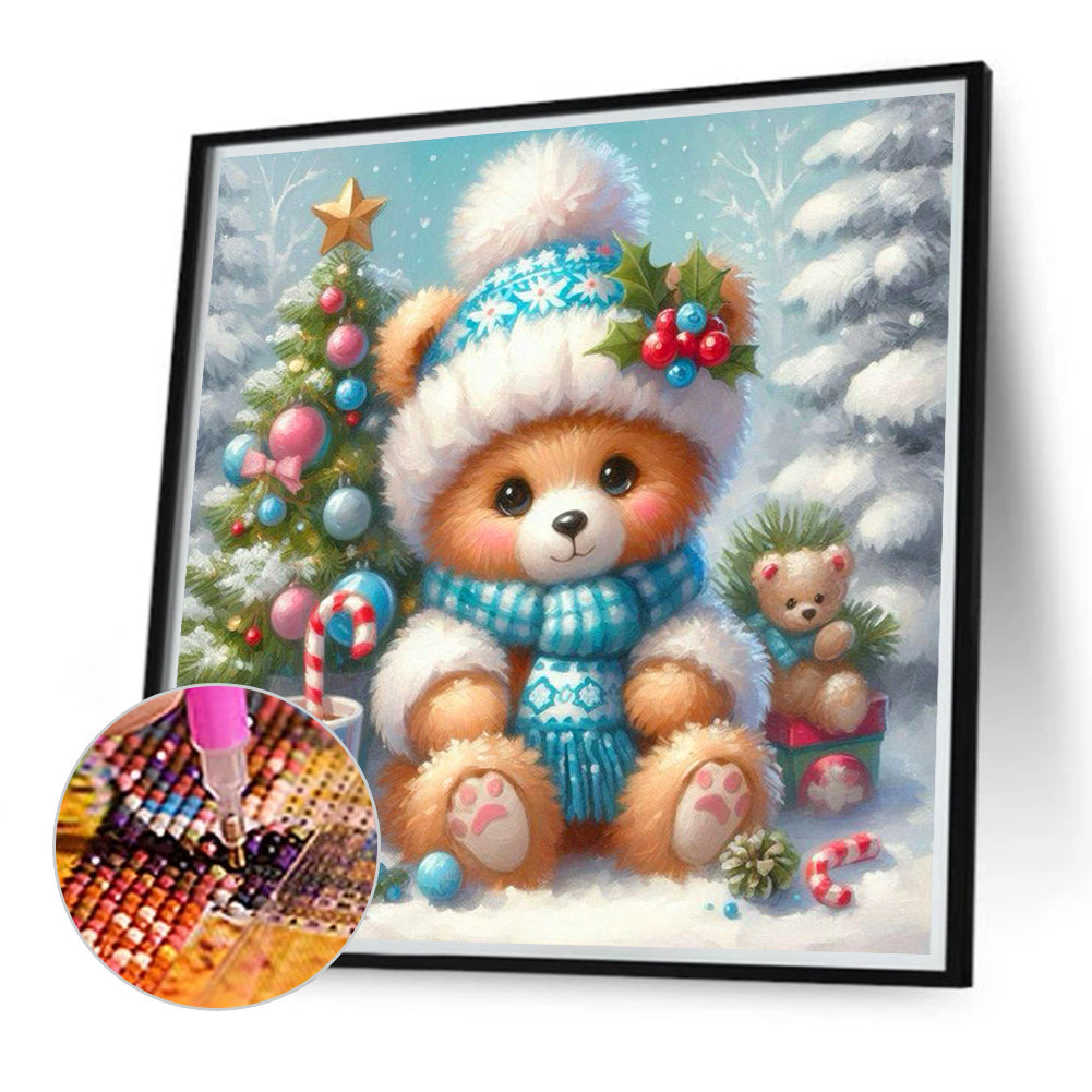 Winter Bear Christmas - Full Round Drill Diamond Painting 30*30CM