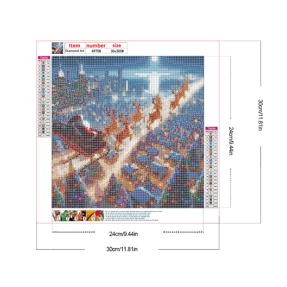 Santa Claus Over Town - Full Round Drill Diamond Painting 30*30CM