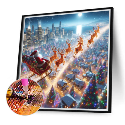 Santa Claus Over Town - Full Round Drill Diamond Painting 30*30CM