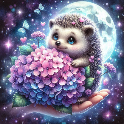 Hedgehog And Flowers - Full Round Drill Diamond Painting 30*30CM