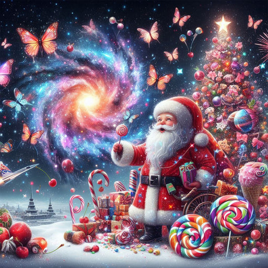 Santa Claus And Starry Sky - Full Round Drill Diamond Painting 40*40CM