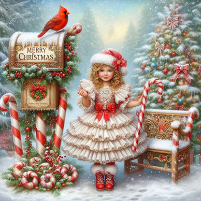 Christmas Girl - Full Round Drill Diamond Painting 40*40CM