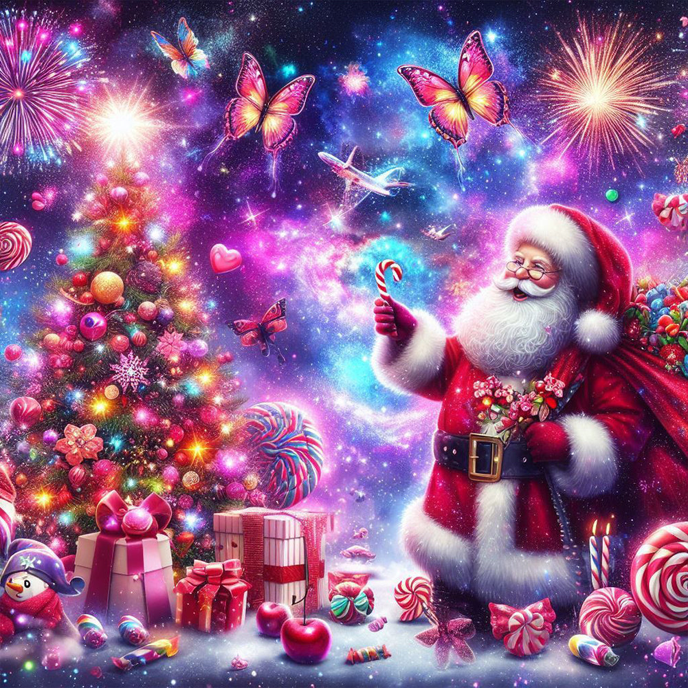 Santa Claus And The Dreamy Starry Sky - Full Round Drill Diamond Painting 40*40CM