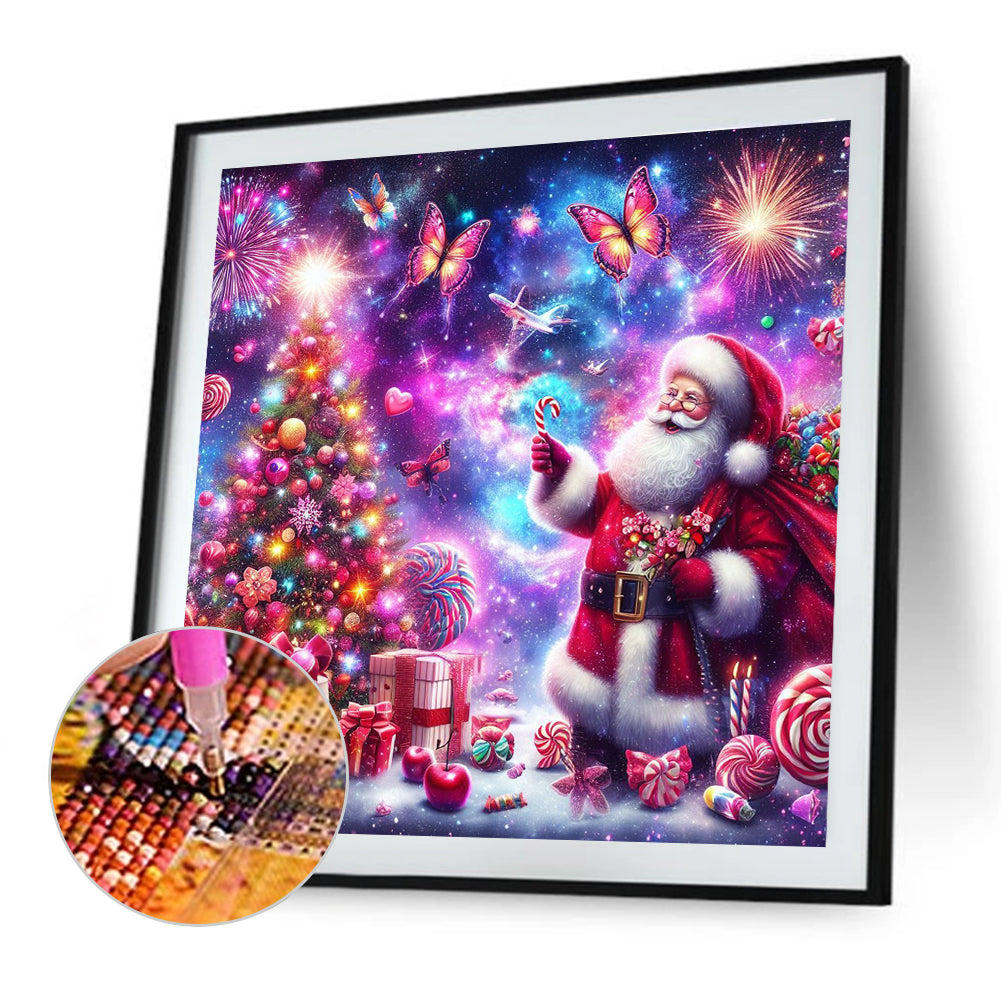 Santa Claus And The Dreamy Starry Sky - Full Round Drill Diamond Painting 40*40CM