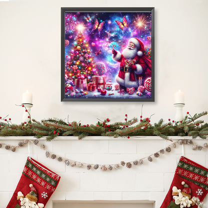 Santa Claus And The Dreamy Starry Sky - Full Round Drill Diamond Painting 40*40CM