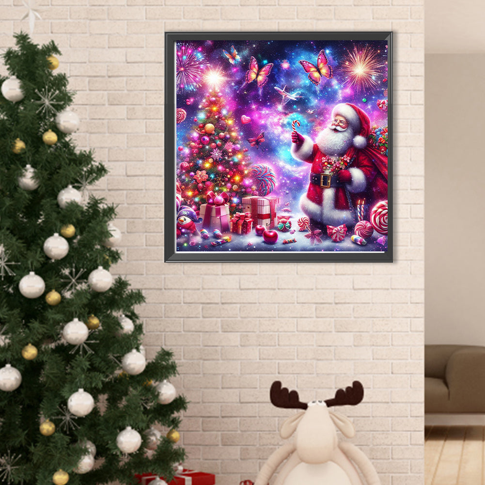 Santa Claus And The Dreamy Starry Sky - Full Round Drill Diamond Painting 40*40CM