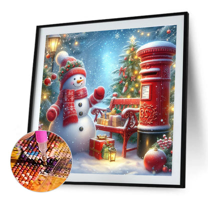 Christmas Snowman And Mailbox - Full Round Drill Diamond Painting 40*40CM