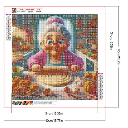 Baking Granny - Full Round Drill Diamond Painting 40*40CM