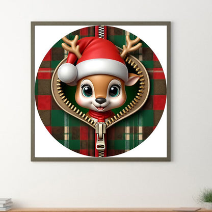 Christmas Elk - Full Round Drill Diamond Painting 30*30CM