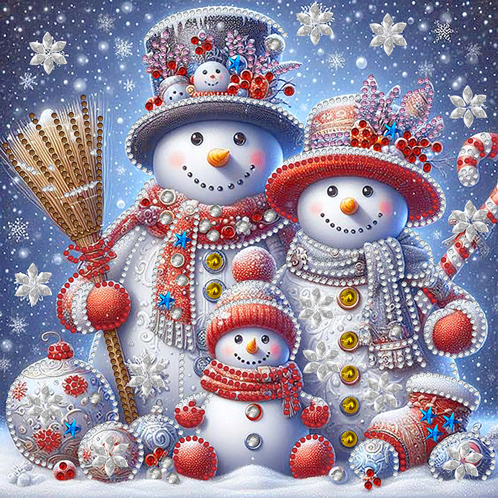 Winter Snowman Family - Special Shaped Drill Diamond Painting 30*30CM