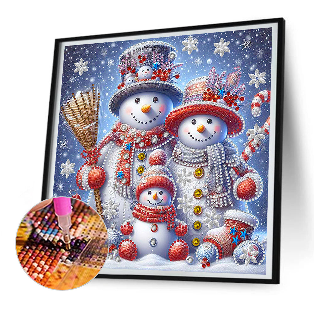 Winter Snowman Family - Special Shaped Drill Diamond Painting 30*30CM