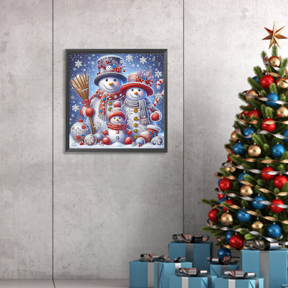 Winter Snowman Family - Special Shaped Drill Diamond Painting 30*30CM