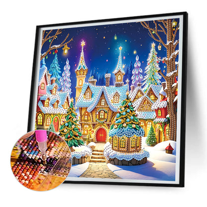 Christmas Atmosphere House - Special Shaped Drill Diamond Painting 30*30CM