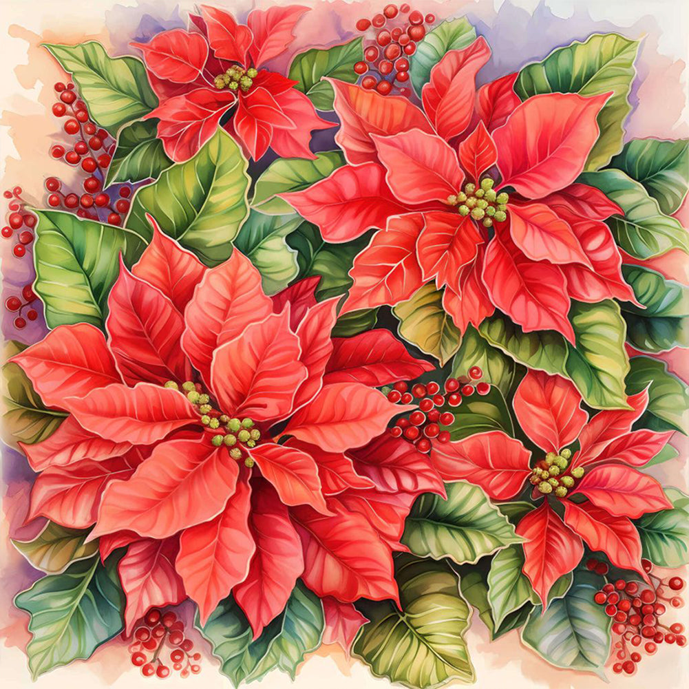 Poinsettia - Full Round Drill Diamond Painting 30*30CM