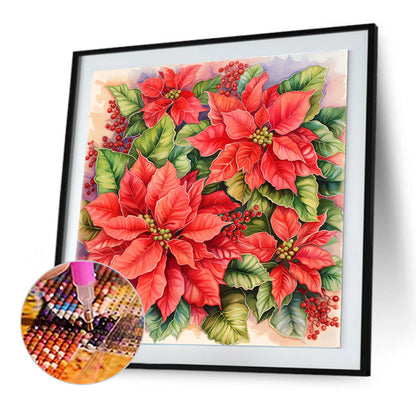 Poinsettia - Full Round Drill Diamond Painting 30*30CM