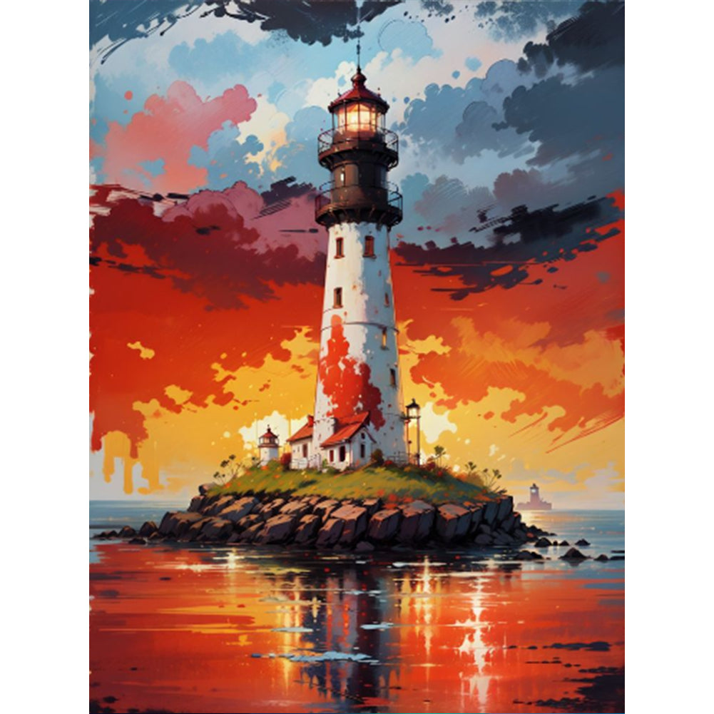 Lighthouse In The Sea - Full Round Drill Diamond Painting 30*40CM