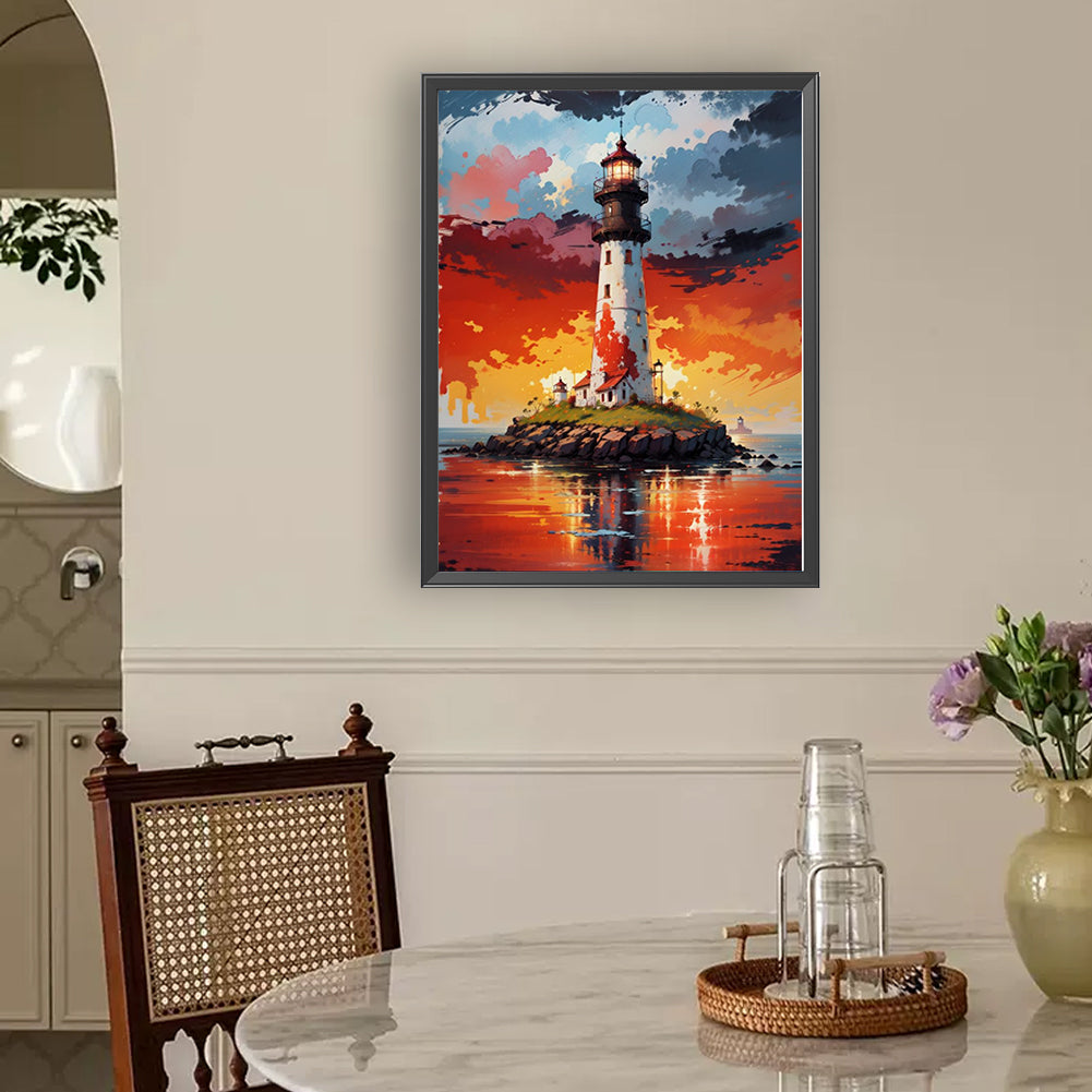 Lighthouse In The Sea - Full Round Drill Diamond Painting 30*40CM