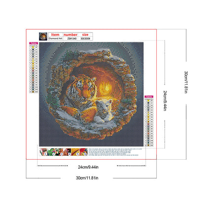 Cave Tiger - Full Round Drill Diamond Painting 30*30CM