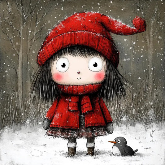 Cartoon Little Red Riding Hood Girl - Full Round Drill Diamond Painting 40*40CM