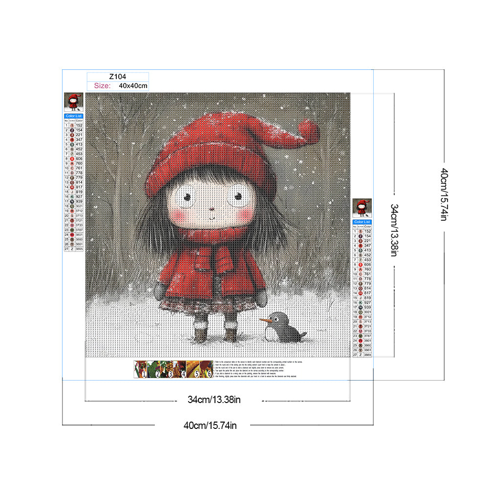Cartoon Little Red Riding Hood Girl - Full Round Drill Diamond Painting 40*40CM