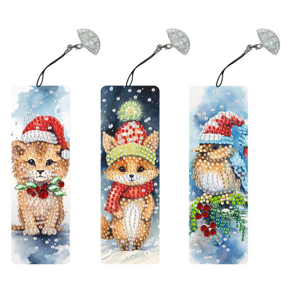 3Pcs Special Shape Christmas Animals Diamond Painting Bookmark for Bookworms