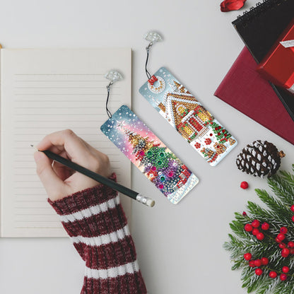 3Pcs Special Shape Christmas Tree House Sock Diamond Painting Bookmark