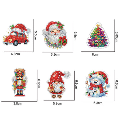 6Pcs Acrylic Christmas Fridge Stickers Diamond Art Magnets Decals for Home Decor