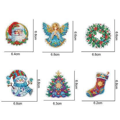 6Pcs Acrylic Christmas Fridge Stickers Diamond Art Magnets Decals for Home Decor