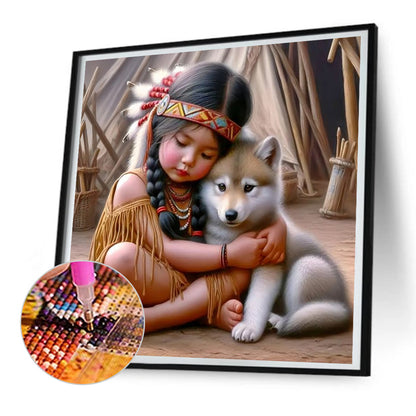 Indian Child - Full Round Drill Diamond Painting 30*30CM