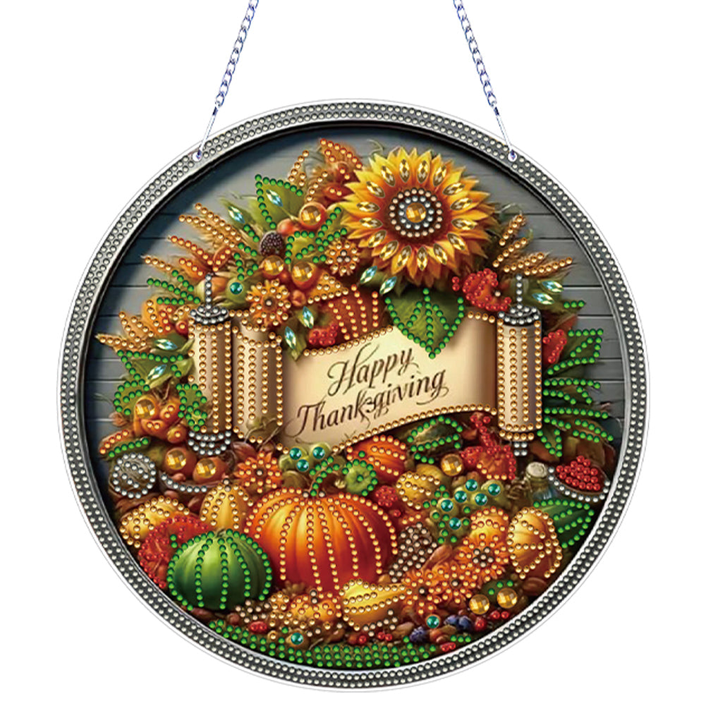 Thanksgiving Diamond Painting Hanging Pendant for Window Decor (Thanksgiving)