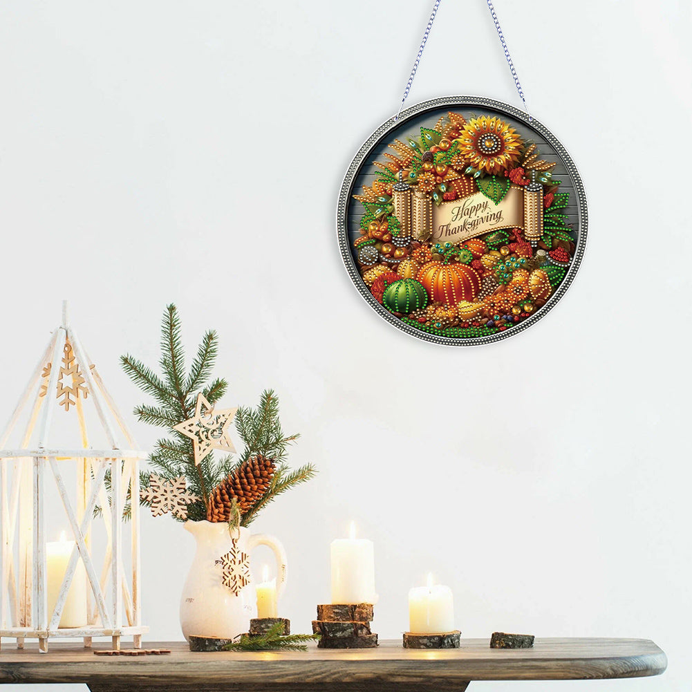 Thanksgiving Diamond Painting Hanging Pendant for Window Decor (Thanksgiving)