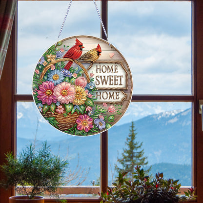 Thanksgiving Diamond Painting Hanging Pendant for Window Decor (Sweet Home)