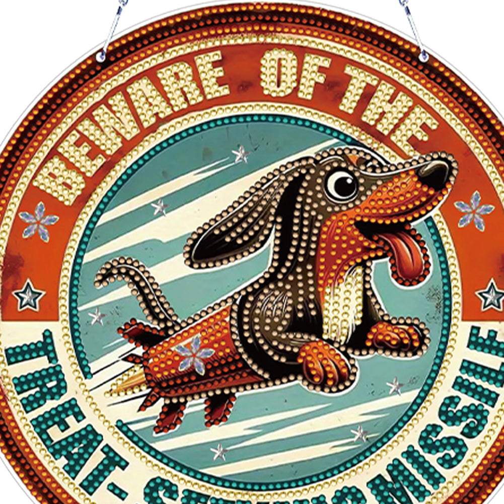 Thanksgiving Diamond Painting Hanging Pendant Window Decor (Hot Dog Dachshund)