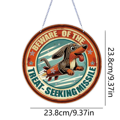 Thanksgiving Diamond Painting Hanging Pendant Window Decor (Hot Dog Dachshund)
