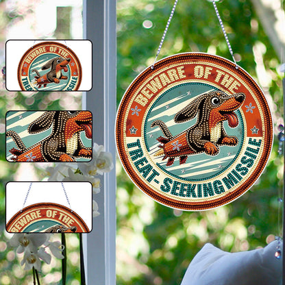 Thanksgiving Diamond Painting Hanging Pendant Window Decor (Hot Dog Dachshund)