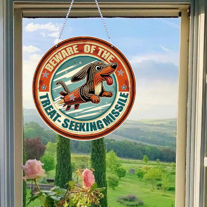 Thanksgiving Diamond Painting Hanging Pendant Window Decor (Hot Dog Dachshund)